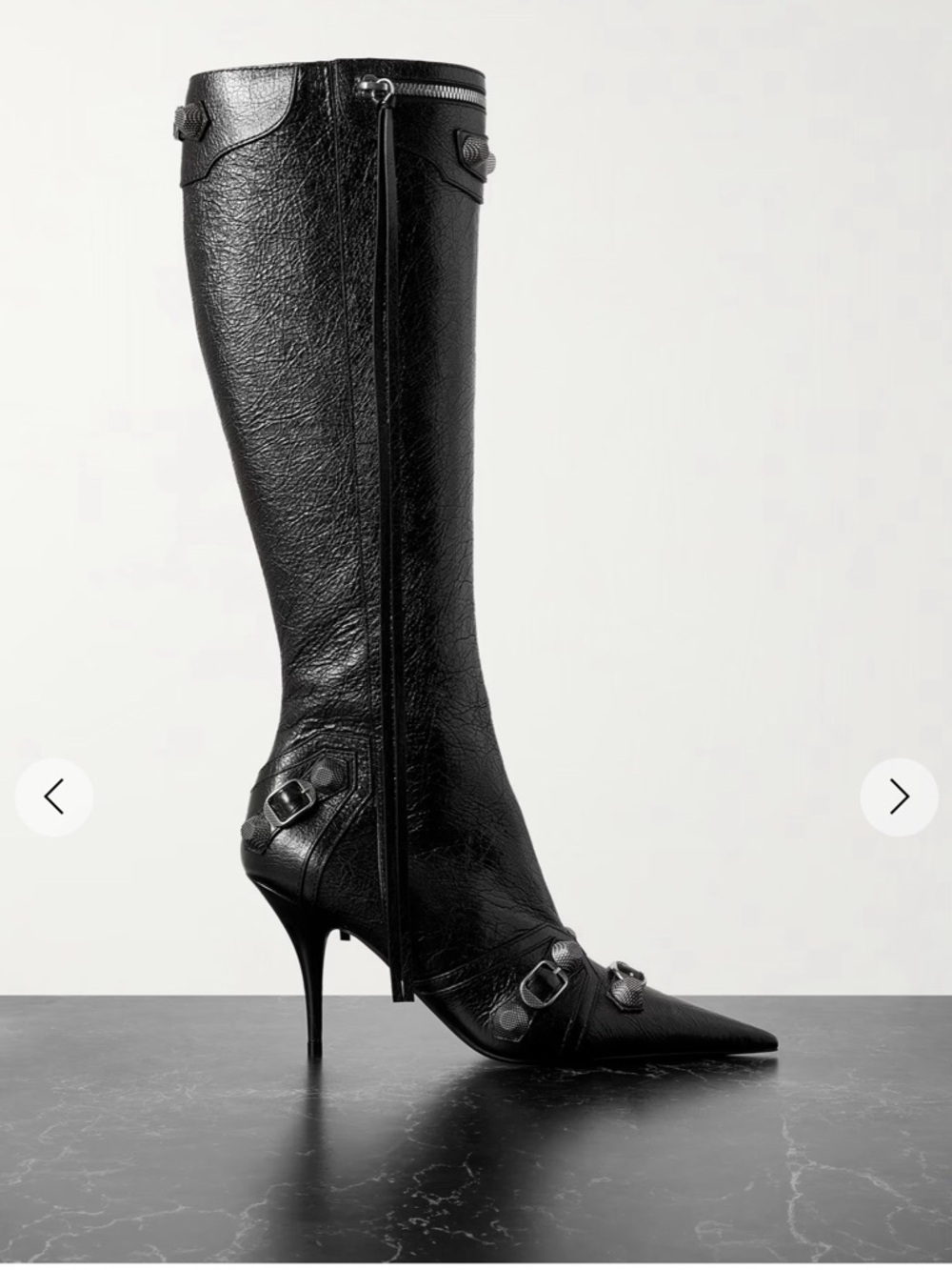 Balenciaga Black Leather cagole Pointed Stiletto Boots - Picture 5 of 5
